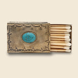 Small Stamped Silver & Turquoise Matchbox Cover - J Alexander - STAG Provisions - Home - Fragrance - Matches