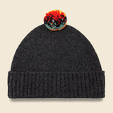 Plain Hat with Stripe Pompom - Charcoal - Jo Gordon - STAG Provisions - Accessories - Hats