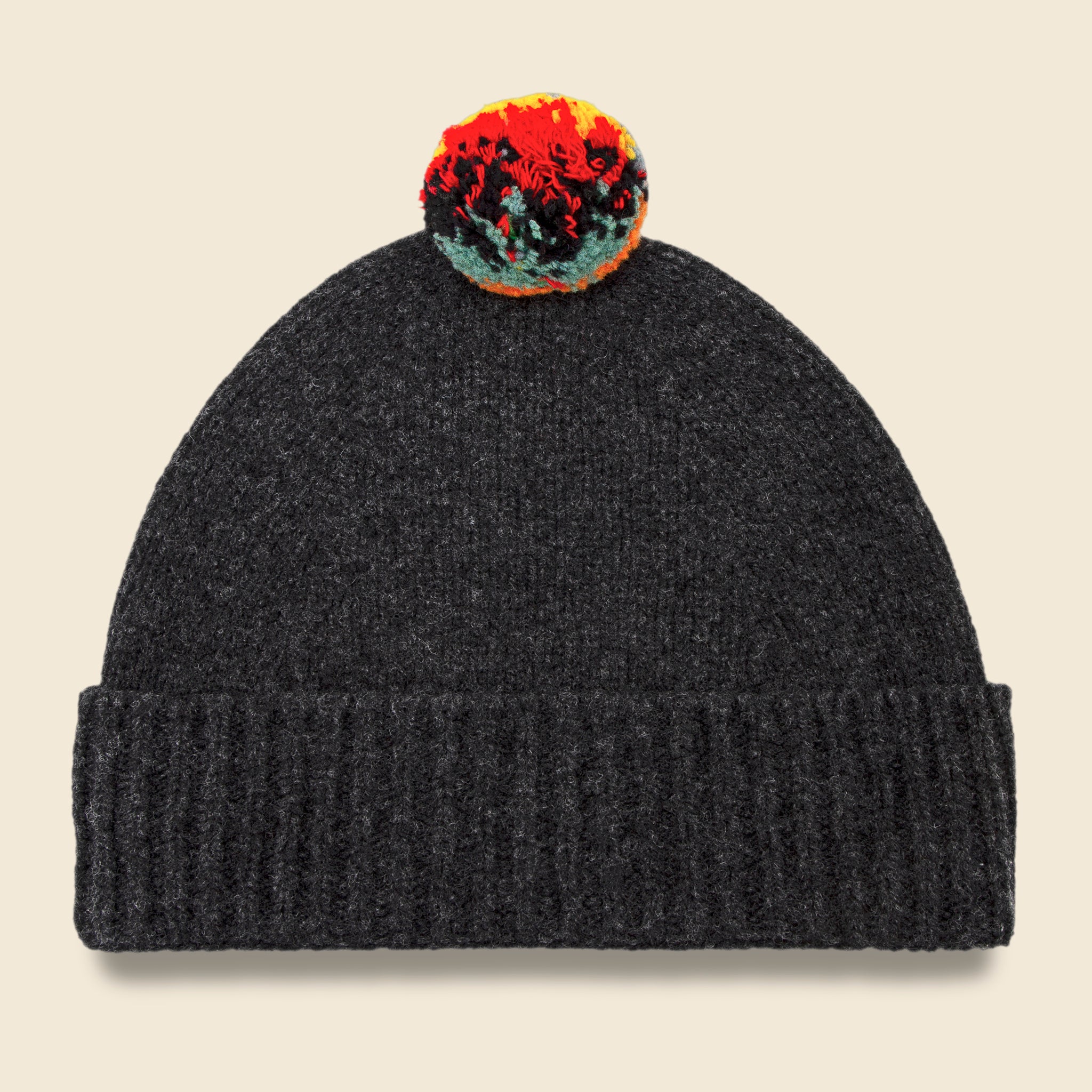 Plain Hat with Stripe Pompom - Charcoal - Jo Gordon - STAG Provisions - Accessories - Hats