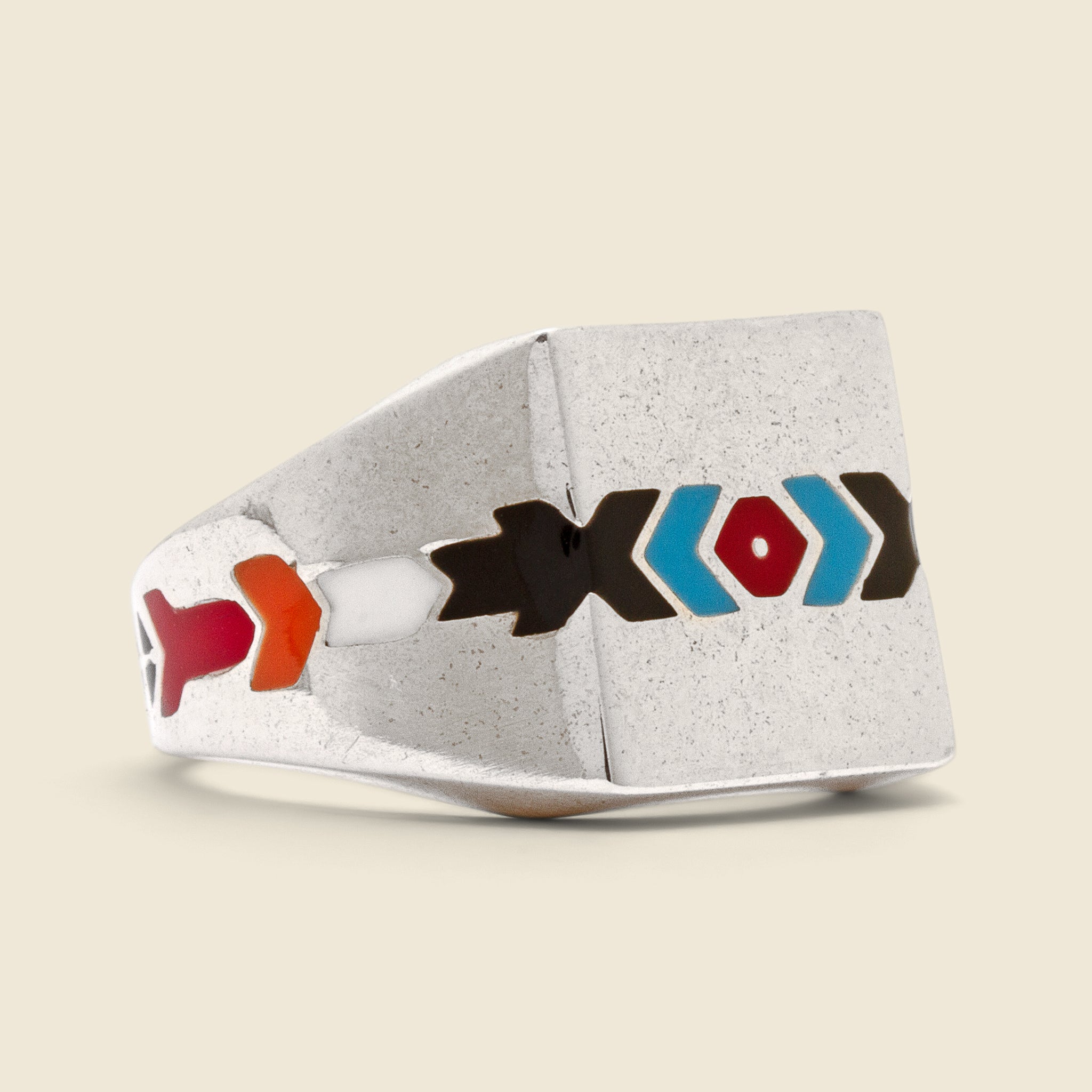 California Geometric Inlay Ring - Color Enamel