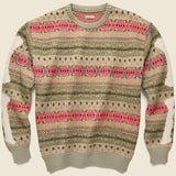 Bone 7G Fair Isle Crew Sweater - Grey/Beige - Kapital - STAG Provisions - Tops - Sweater