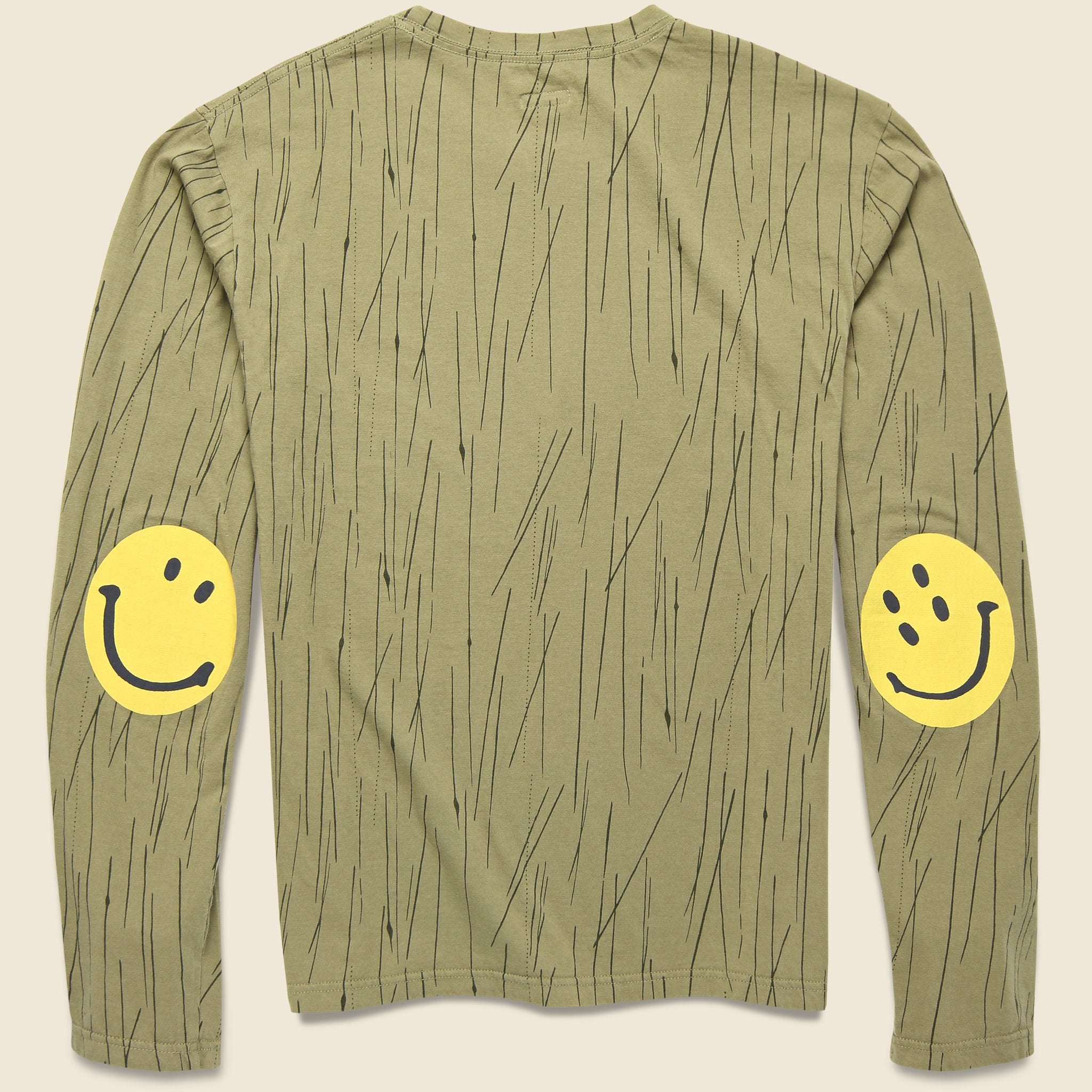 RAIN CAMO Jersey Crew Long Sleeve Tee (SMILE Patch) - Khaki - Kapital - STAG Provisions - Tops - L/S Tee