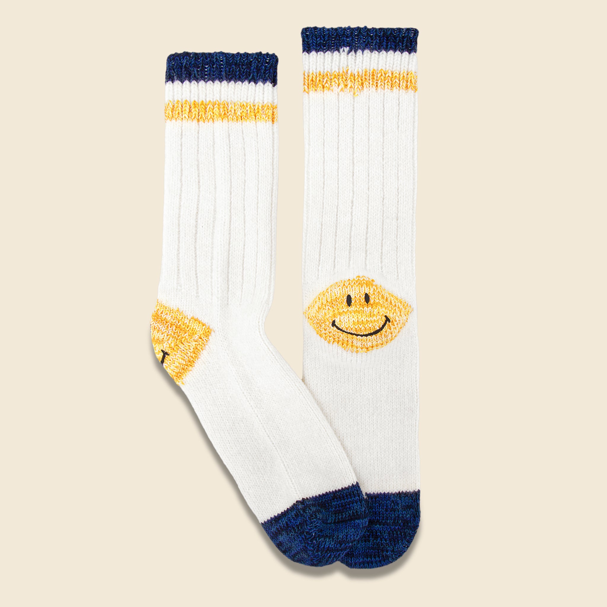 Ivy Smiley 72 Yarns Wool Socks - White - Kapital - STAG Provisions - Accessories - Socks