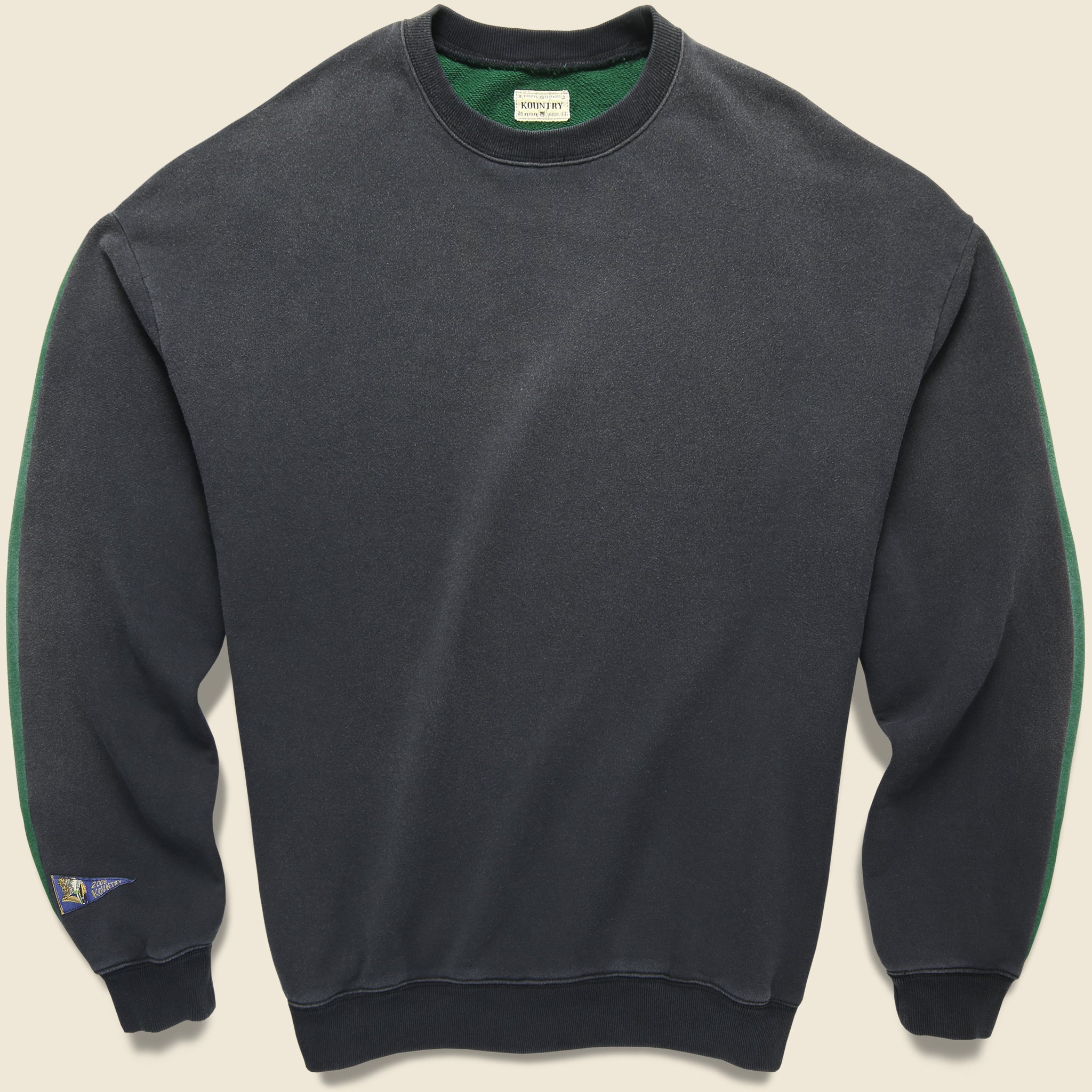 Fleece Knit 2Tones Big Sweatshirt BONE - Black/Green - Kapital - STAG Provisions - Tops - Fleece / Sweatshirt