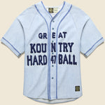 8oz Denim GREAT KOUNTRY Baseball Shirt - Sax/Navy - Kapital - STAG Provisions - Tops - S/S Woven - Other Pattern