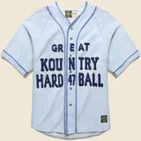 8oz Denim GREAT KOUNTRY Baseball Shirt - Sax/Navy - Kapital - STAG Provisions - Tops - S/S Woven - Other Pattern