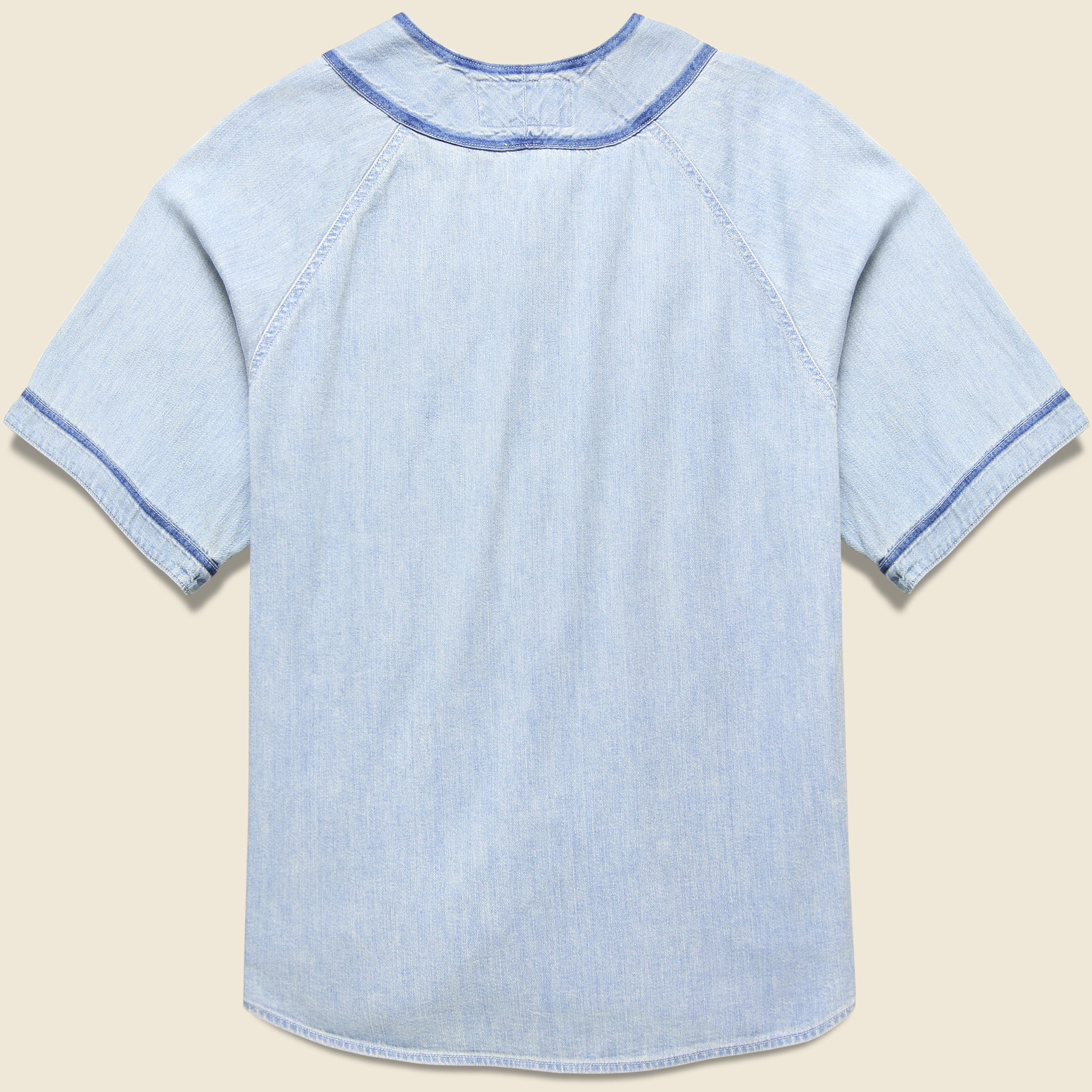 8oz Denim GREAT KOUNTRY Baseball Shirt - Sax/Navy - Kapital - STAG Provisions - Tops - S/S Woven - Other Pattern
