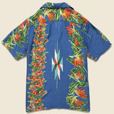 Silk/Rayon Hibiscus Ortega Aloha Shirt - Blue - Kapital - STAG Provisions - Tops - S/S Woven - Other Pattern