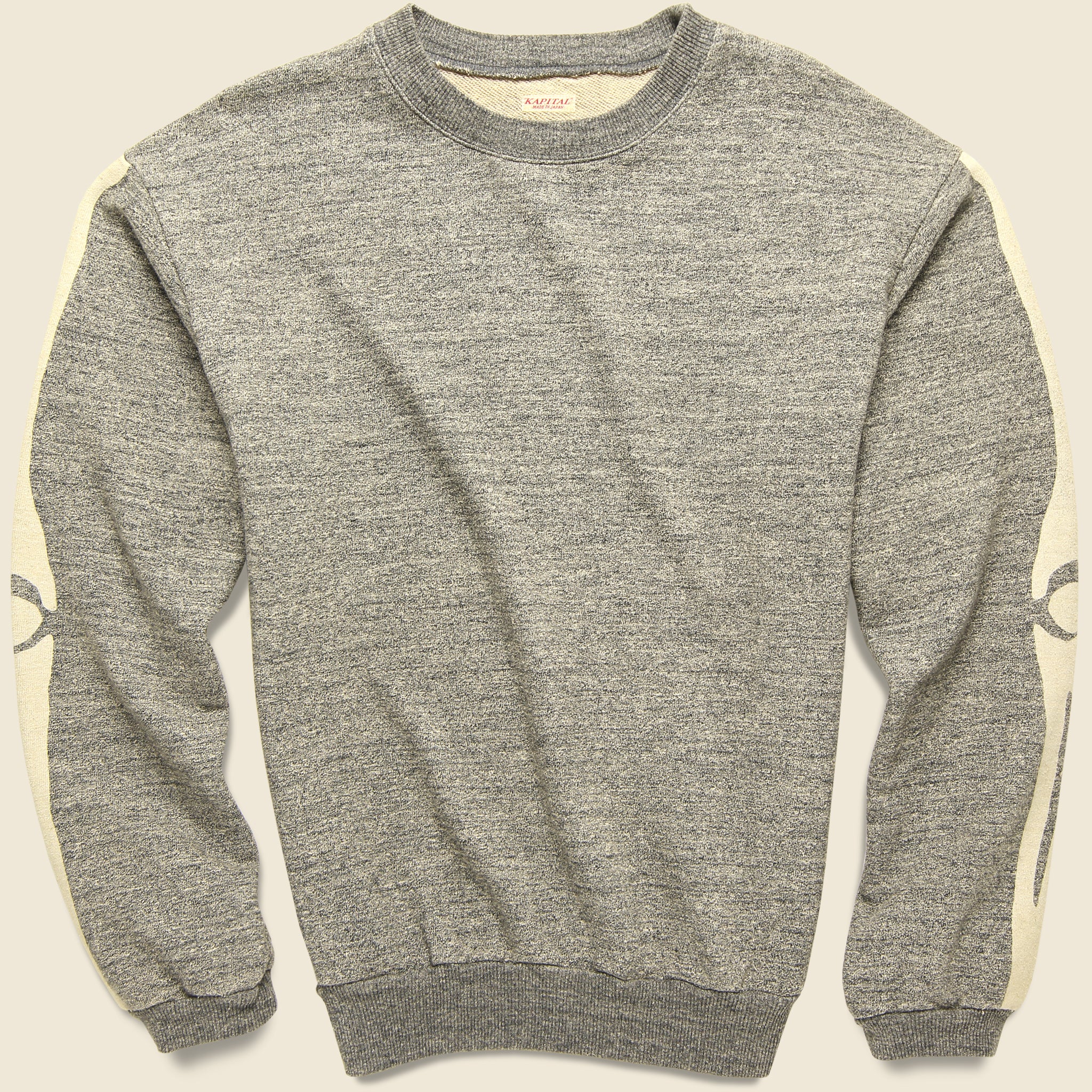 Grandrelle Fleece Knit BIG Crew Bone Sweatshirt - Charcoal - Kapital - STAG Provisions - Tops - Fleece / Sweatshirt