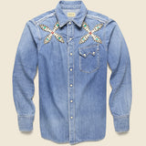 Botanical Denim Studs Western Shirt - Indigo - Kapital - STAG Provisions - Tops - L/S Woven - Other Pattern