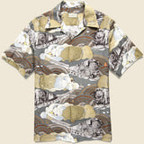 Tibe-Lympic Train Silk Rayon Aloha Shirt - Grey - Kapital - STAG Provisions - Tops - S/S Woven - Other Pattern