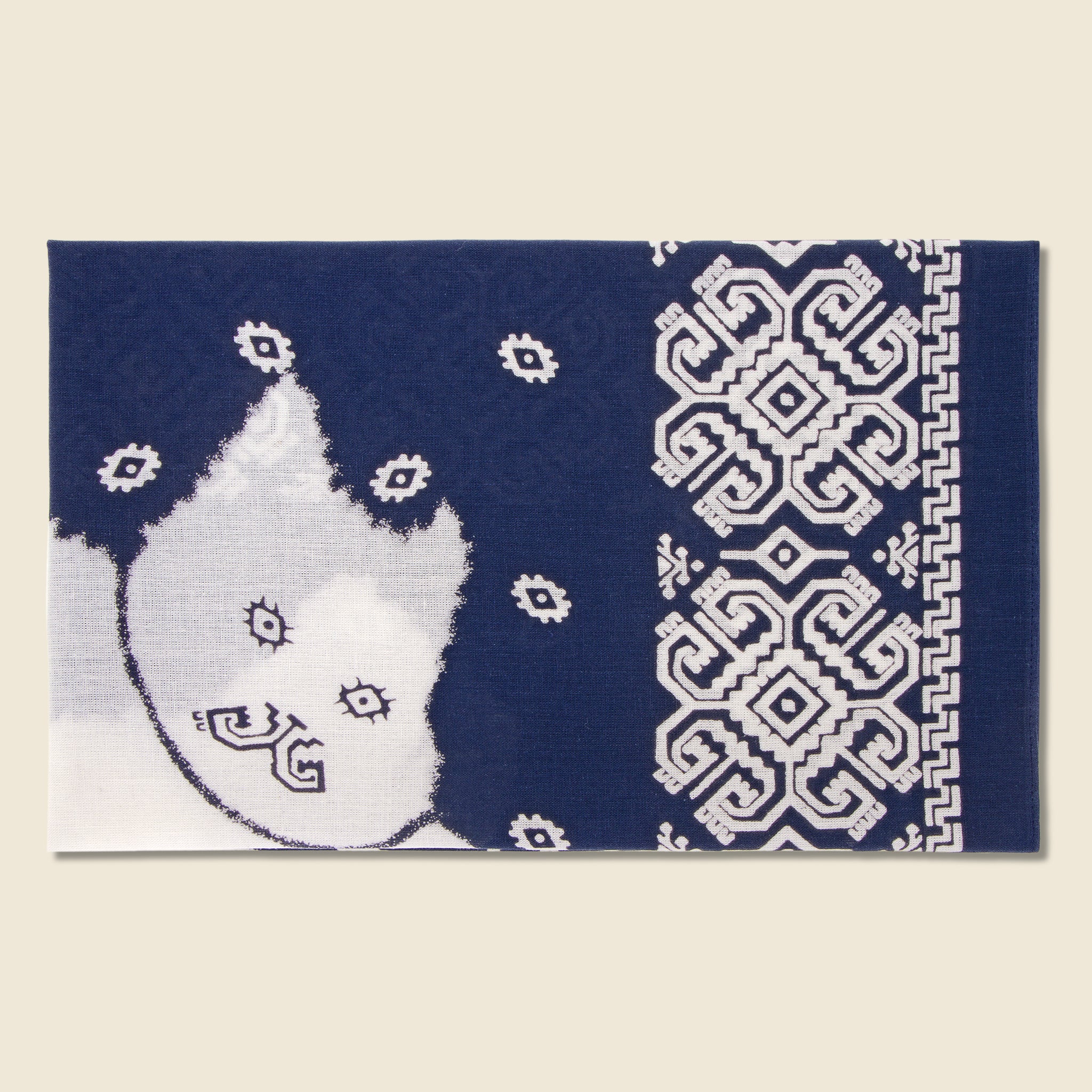 Lightning Dance Cat Selvedge Bandana - Navy - Kapital - STAG Provisions - Accessories - Bandanas