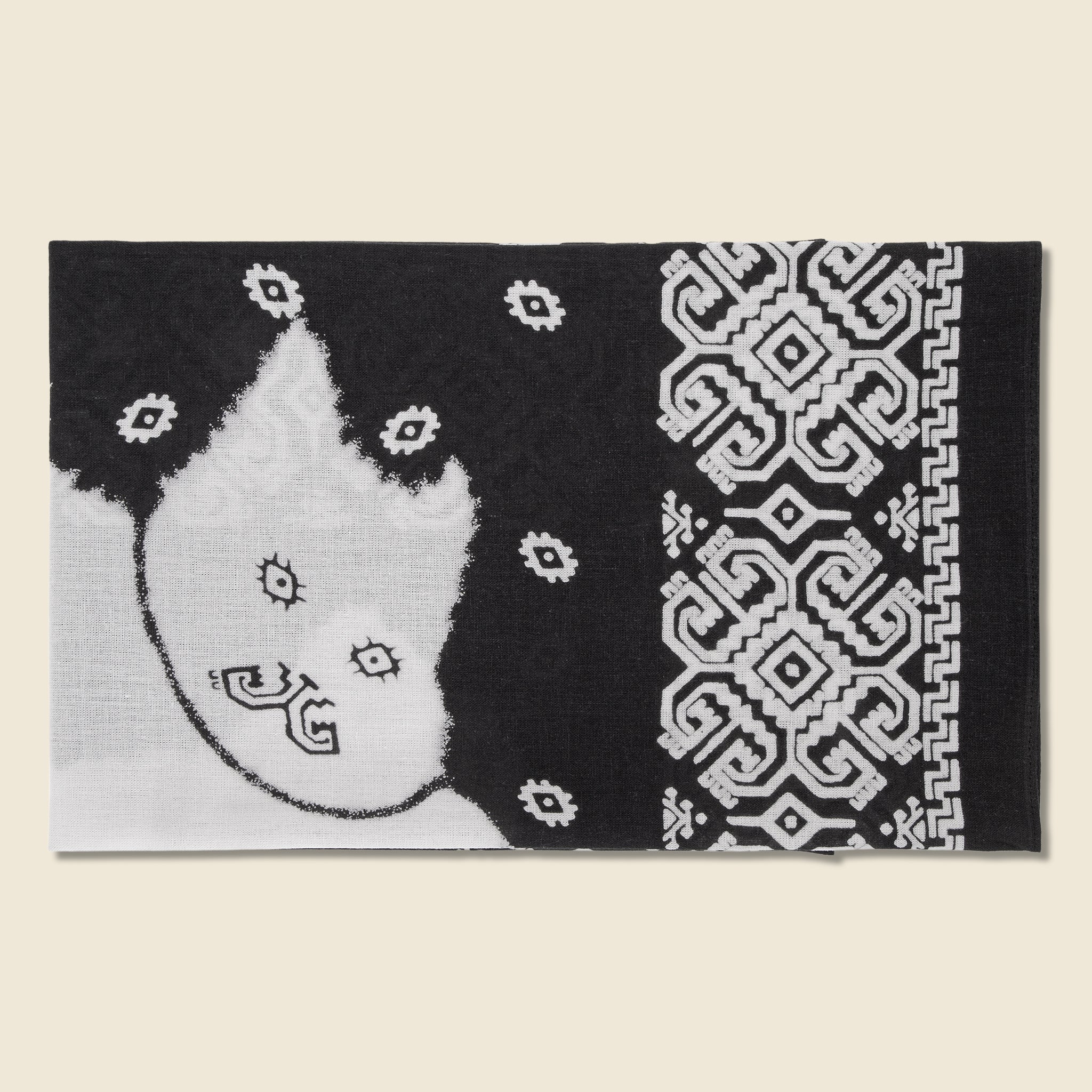Lightning Dance Cat Selvedge Bandana - Black - Kapital - STAG Provisions - Accessories - Bandanas