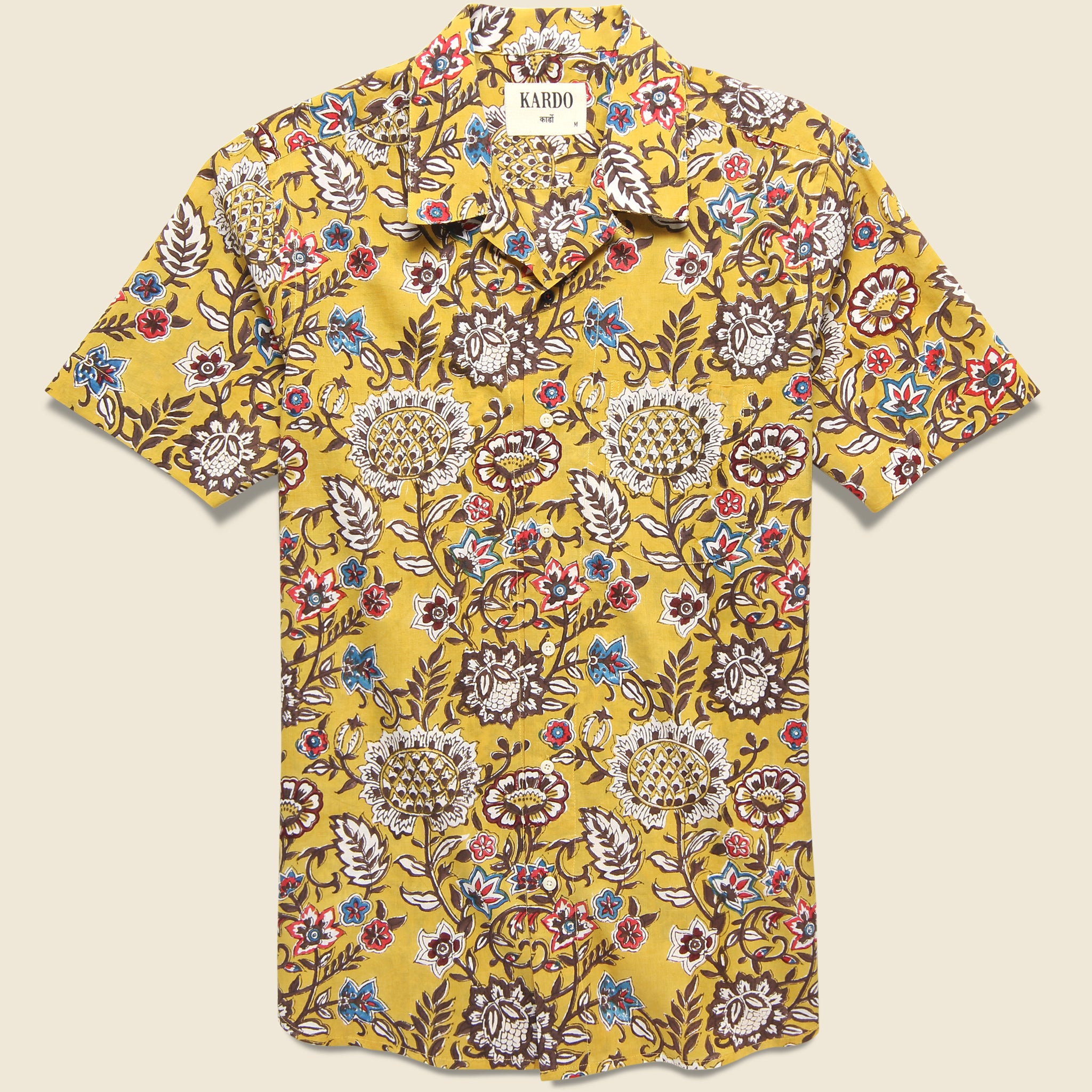 Lamar Block Print Floral Shirt - Yellow - Kardo - STAG Provisions - Tops - S/S Woven - Floral