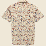 Lamar Block Print Rainbow & Birds Shirt - Tan/Red - Kardo - STAG Provisions - Tops - S/S Woven - Other Pattern