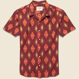 Lamar Ikat Shirt - Burgundy/Orange - Kardo - STAG Provisions - Tops - S/S Woven - Other Pattern