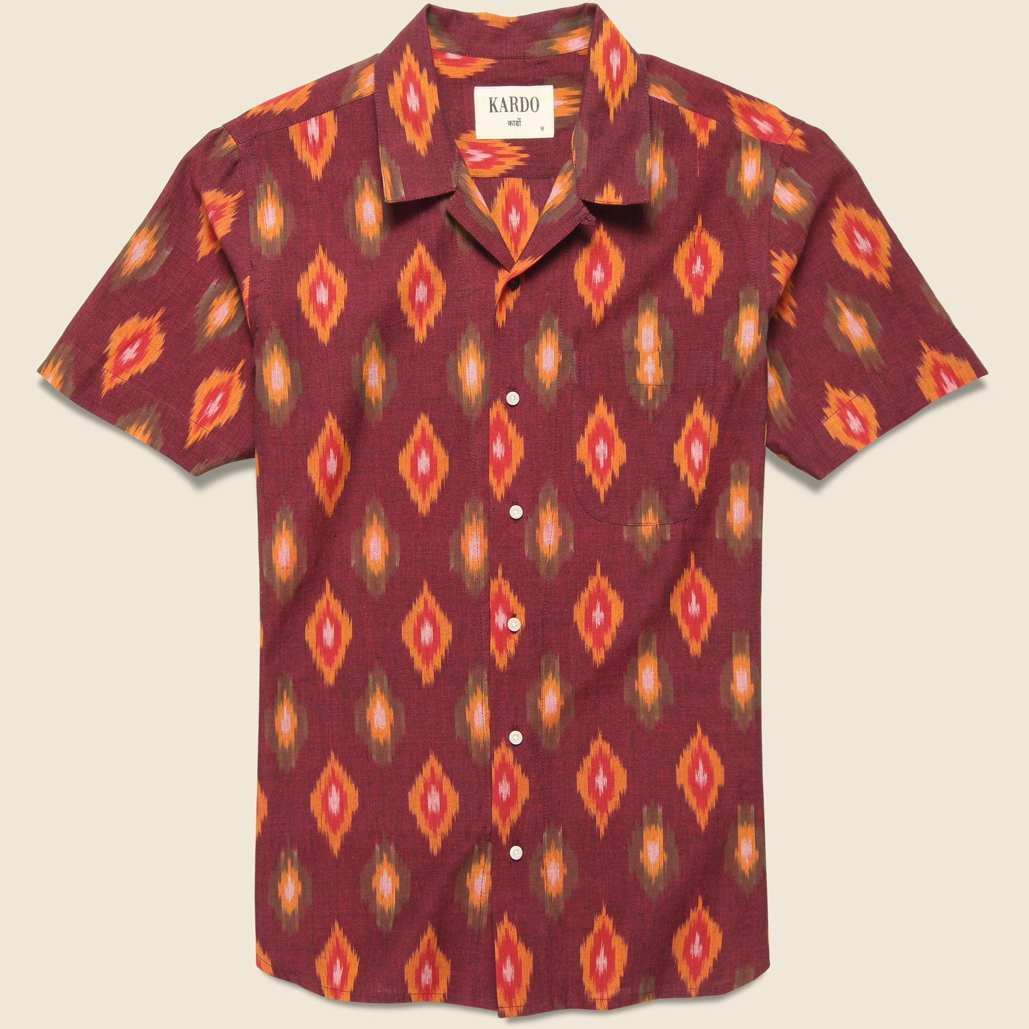 Lamar Ikat Shirt - Burgundy/Orange - Kardo - STAG Provisions - Tops - S/S Woven - Other Pattern