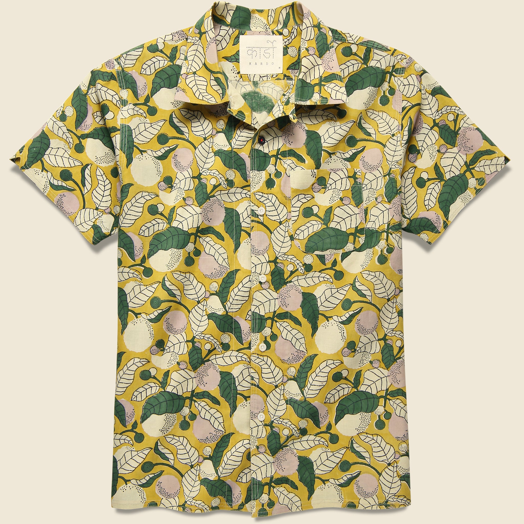 Chintan Floral Leaf Block Print Shirt - Gold/Green - Kardo - STAG Provisions - Tops - S/S Woven - Floral