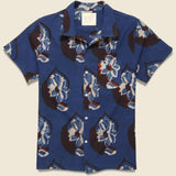 Chintan Big Floral Block Print Shirt - Blue/Brown - Kardo - STAG Provisions - Tops - S/S Woven - Floral