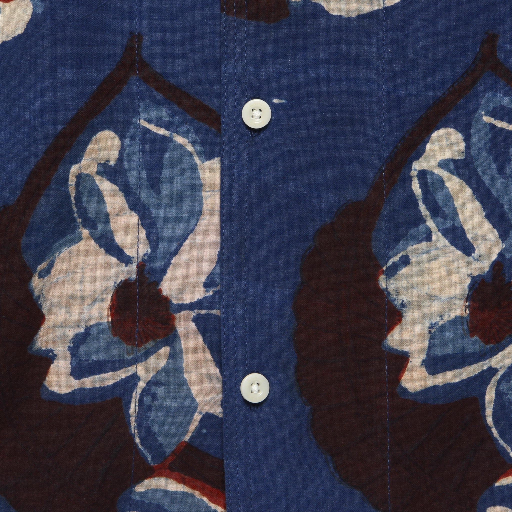 Chintan Big Floral Block Print Shirt - Blue/Brown - Kardo - STAG Provisions - Tops - S/S Woven - Floral