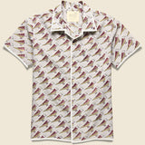 Chintan Bird Block Print Shirt - Grey - Kardo - STAG Provisions - Tops - S/S Woven - Other Pattern