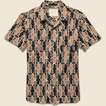 Lamar Geo Tile Block Print Shirt - Black/Red - Kardo - STAG Provisions - Tops - S/S Woven - Other Pattern