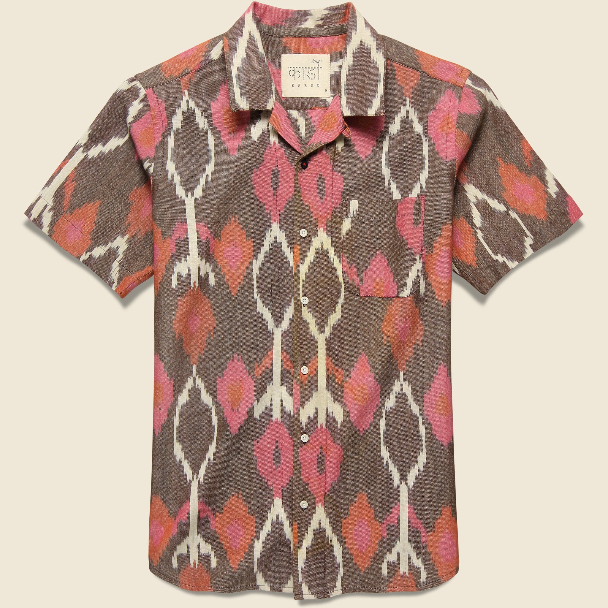 Lamar Handloom Ikat Shirt - Brown/Pink - Kardo - STAG Provisions - Tops - S/S Woven - Other Pattern