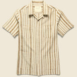 Alfred Handwoven Striped Guayabera Shirt - Natural/Tan - Kardo - STAG Provisions - Tops - S/S Woven - Stripe