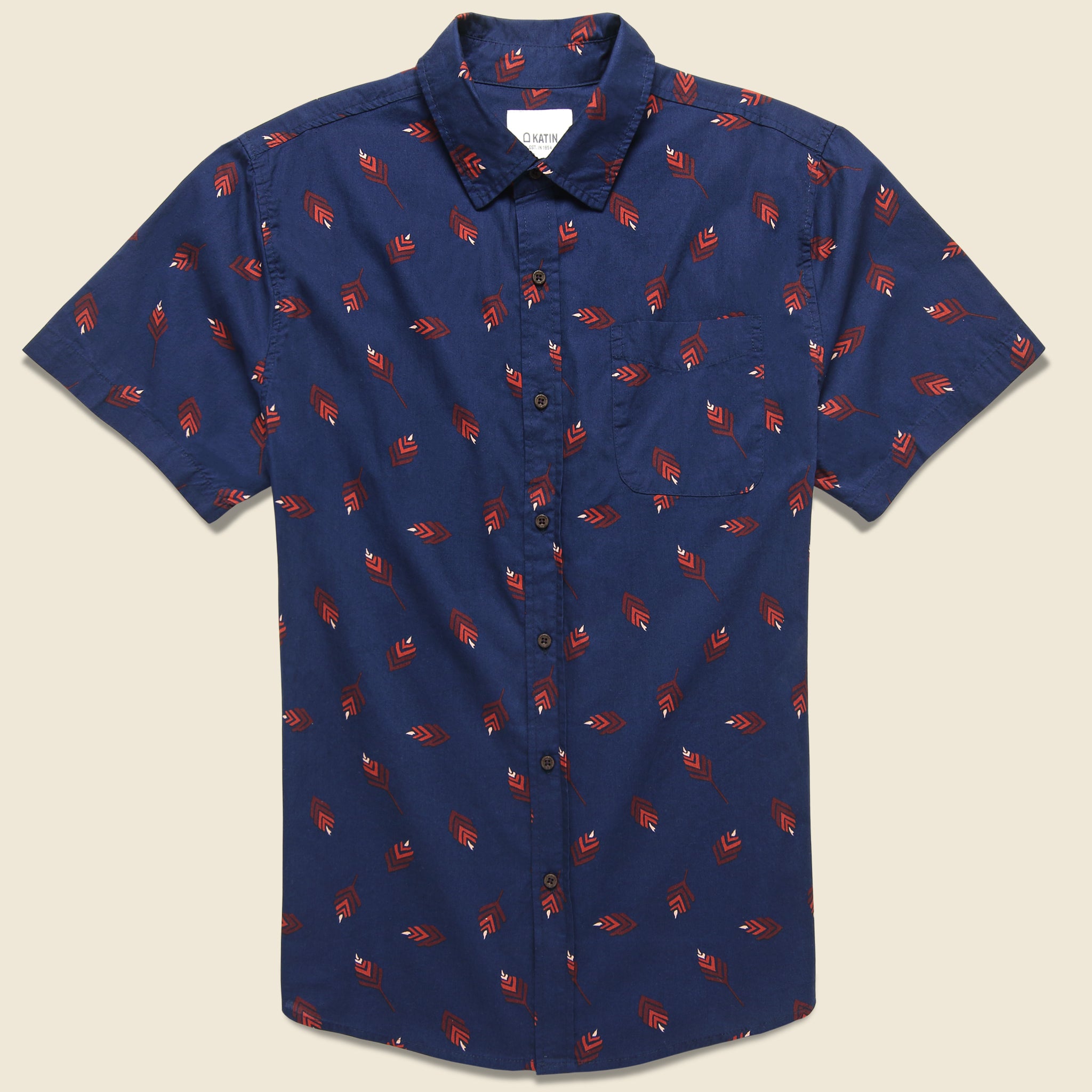 Leaves Shirt - Navy - Katin - STAG Provisions - Tops - S/S Woven - Other Pattern