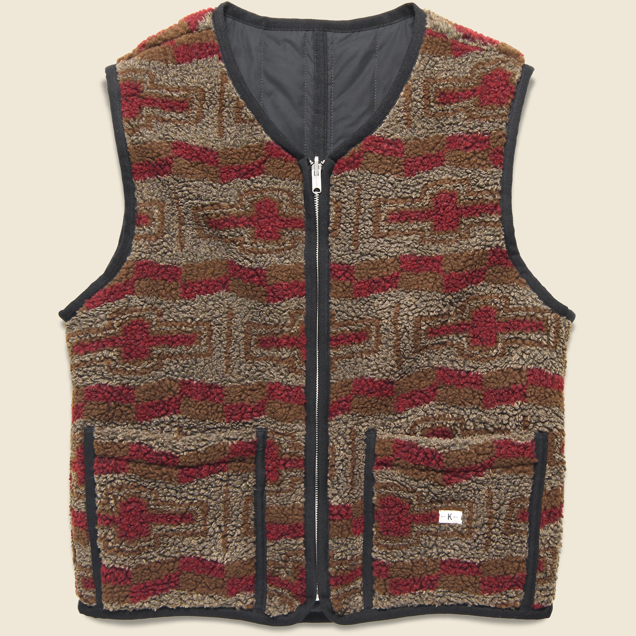 Reverse Zip Pile & Quilt Vest - Brown - Knickerbocker - STAG Provisions - Outerwear - Coat / Jacket
