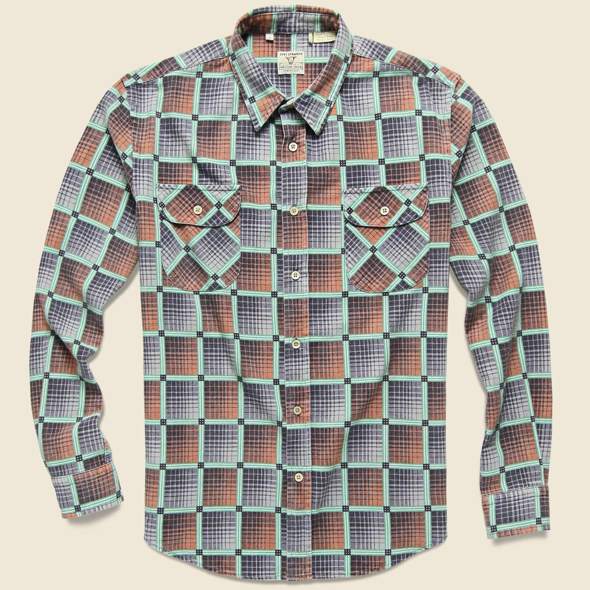 Shorthorn Shirt - Mint Green Print - Levis Vintage Clothing - STAG Provisions - Tops - L/S Woven - Plaid