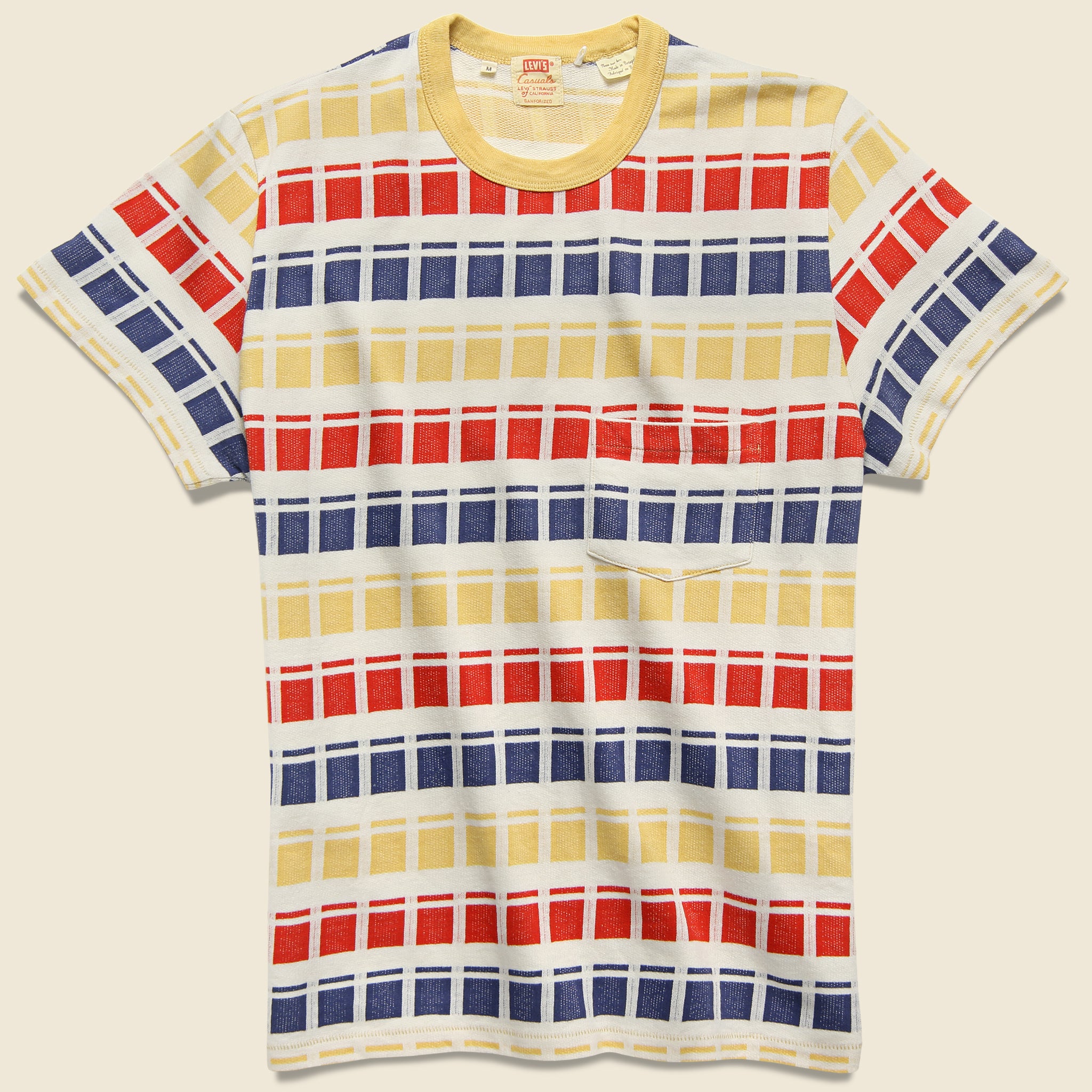 1960s Casual Stripe Tee - Red Block Jacquard - Levis Vintage Clothing - STAG Provisions - Tops - S/S Tee