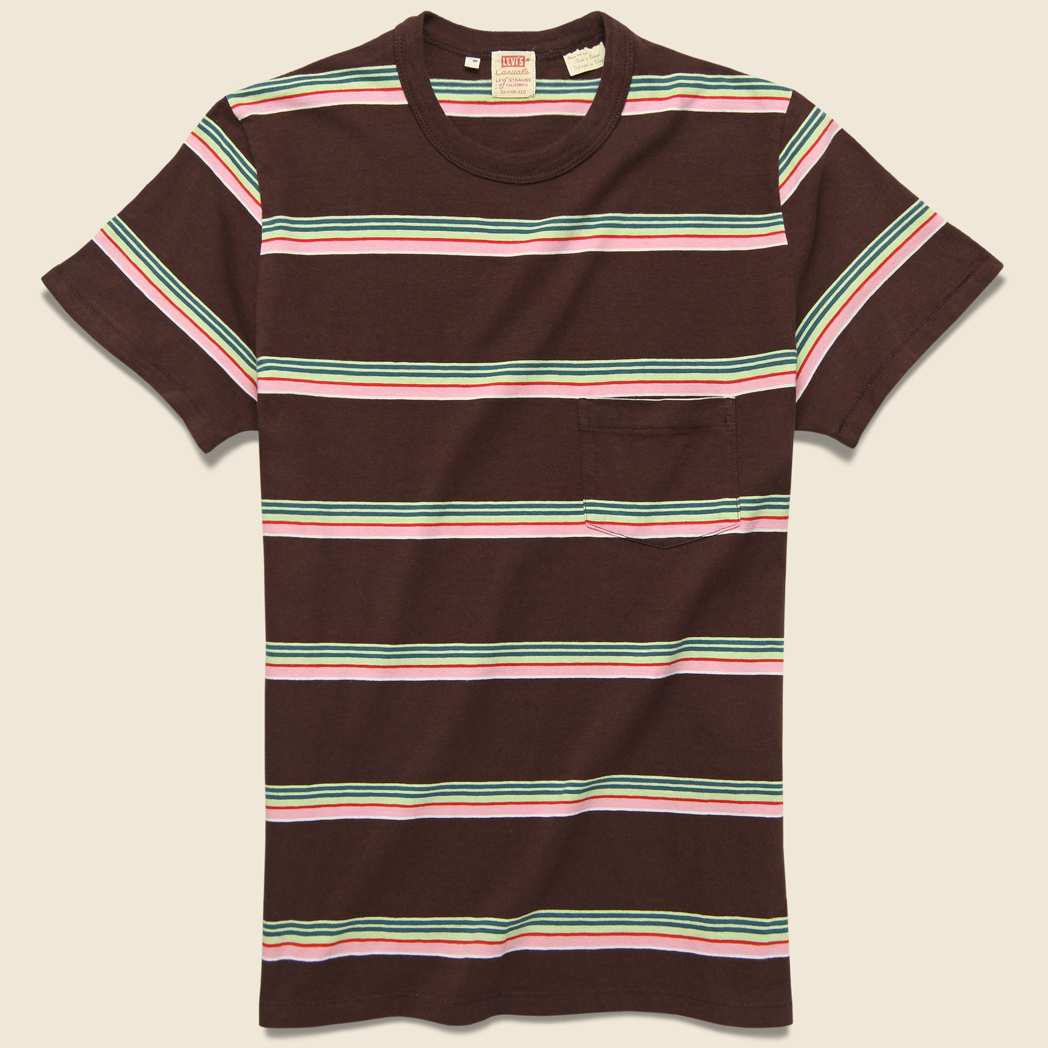 1960s Casual Stripe Tee - Brown - Levis Vintage Clothing - STAG Provisions - Tops - S/S Tee