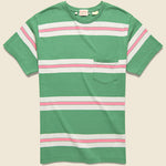 1940s Split Hem Tee - Watermelon Pink/Green/Cream - Levis Vintage Clothing - STAG Provisions - Tops - S/S Tee