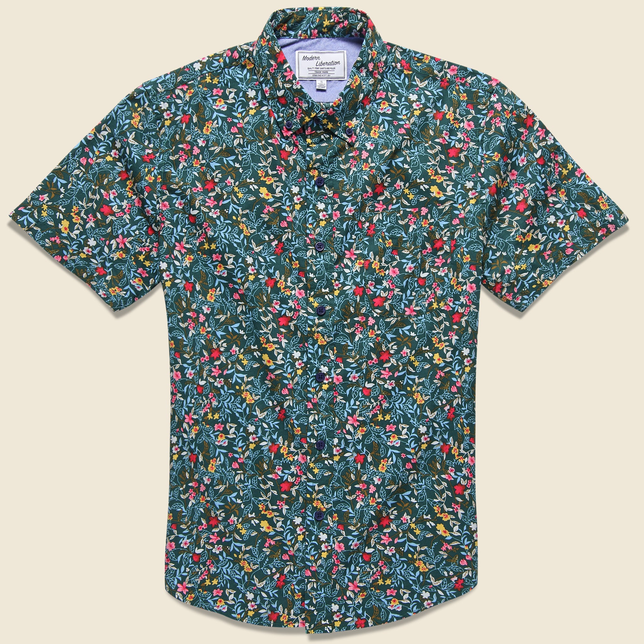 Flower Garden Print Shirt - Hunter - Modern Liberation - STAG Provisions - Tops - S/S Woven - Floral