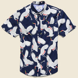 Crane Print Shirt - Navy - Modern Liberation - STAG Provisions - Tops - S/S Woven - Other Pattern