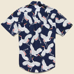 Crane Print Shirt - Navy - Modern Liberation - STAG Provisions - Tops - S/S Woven - Other Pattern
