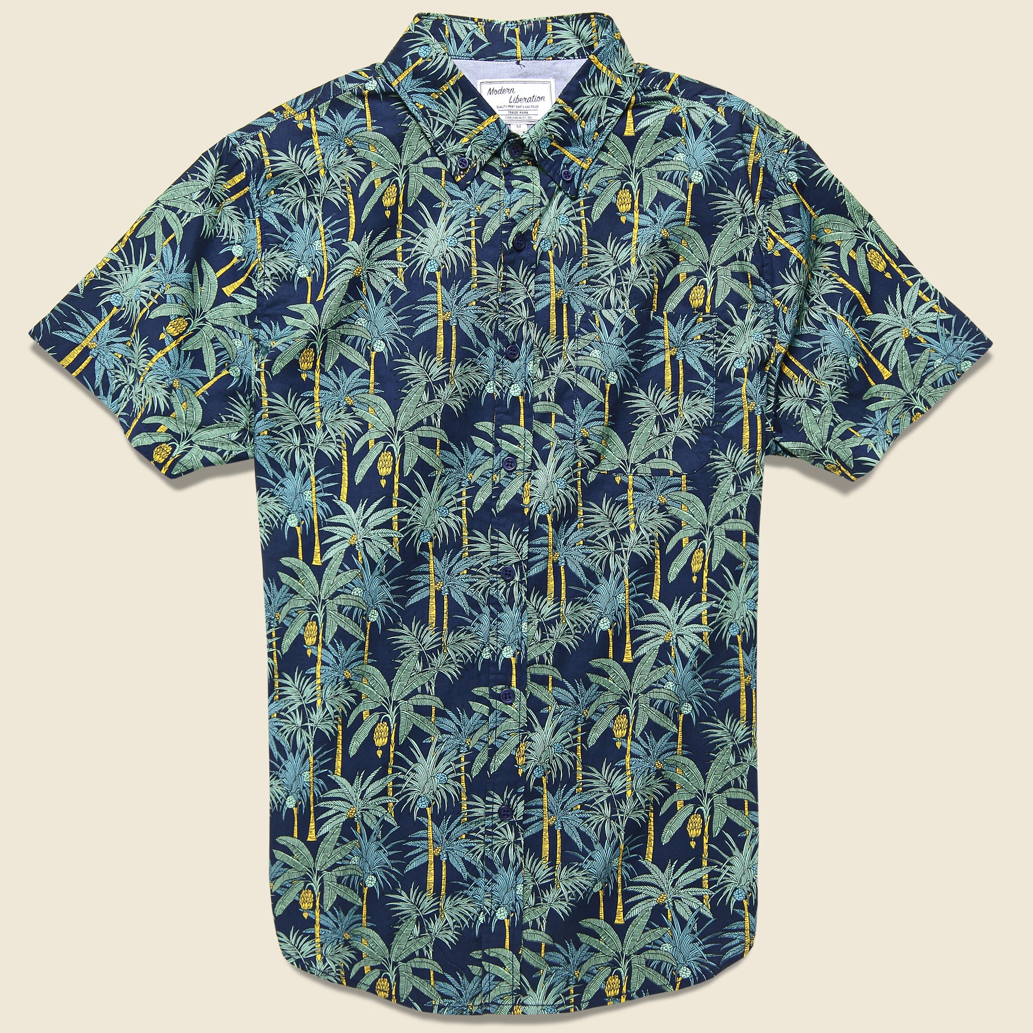 Palm Tree Shirt - Navy - Modern Liberation - STAG Provisions - Tops - S/S Woven - Floral