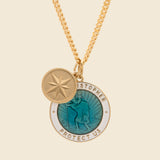 Saint Christopher Surf Necklace - Caribbean Blue & White Enamel/Gold Vermeil - Miansai - STAG Provisions - Accessories - Necklaces
