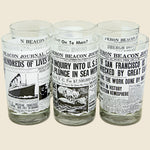 1970s Set of 6 Newspaper Headline Glasses - Vintage - STAG Provisions - One & Done - Barware & Smoking