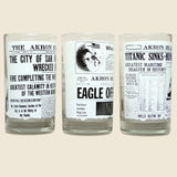 1970s Set of 6 Newspaper Headline Glasses - Vintage - STAG Provisions - One & Done - Barware & Smoking