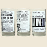 1970s Set of 6 Newspaper Headline Glasses - Vintage - STAG Provisions - One & Done - Barware & Smoking