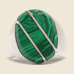 Diagonal Malachite Ring - Sterling Silver - Vintage - STAG Provisions - One & Done - Accessories & Jewelry