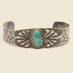 Stamped Sunburst Turquoise Cuff - Sterling Silver - Vintage - STAG Provisions - One & Done - Accessories & Jewelry