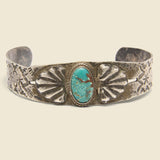 Stamped Sunburst Turquoise Cuff - Sterling Silver - Vintage - STAG Provisions - One & Done - Accessories & Jewelry
