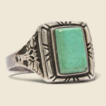 Hand-Carved Green Turquoise Ring - Sterling Silver - Vintage - STAG Provisions - One & Done - Accessories & Jewelry