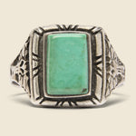 Hand-Carved Green Turquoise Ring - Sterling Silver - Vintage - STAG Provisions - One & Done - Accessories & Jewelry