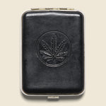 Black Leather Pot Leaf Joint Case - Vintage - STAG Provisions - One & Done - Barware & Smoking