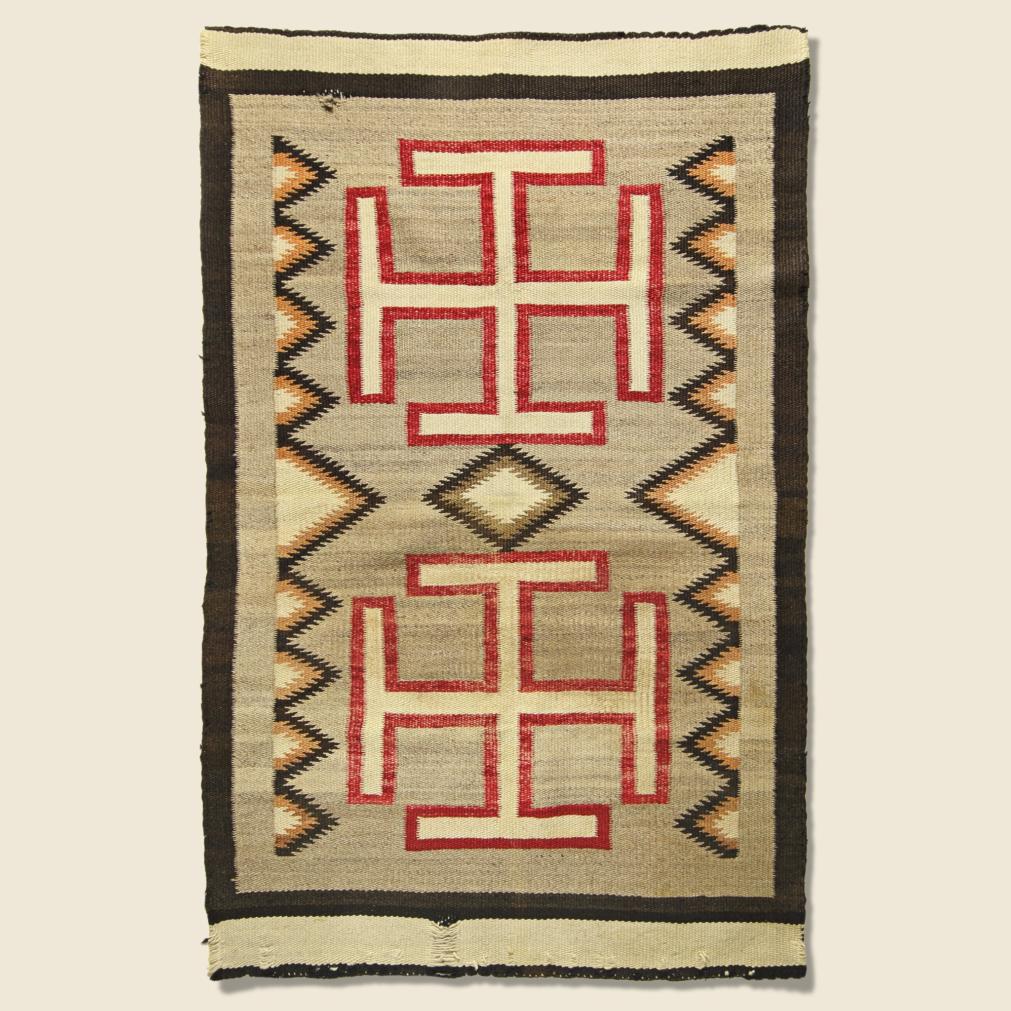 Large Woven Rug - Brown/Black/Red/Cream - Vintage - STAG Provisions - One & Done - Blankets & Textiles