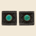 Turquoise Cufflinks - Black Metal - Vintage - STAG Provisions - One & Done - Accessories & Jewelry